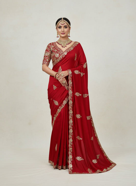 Red Designer Saree