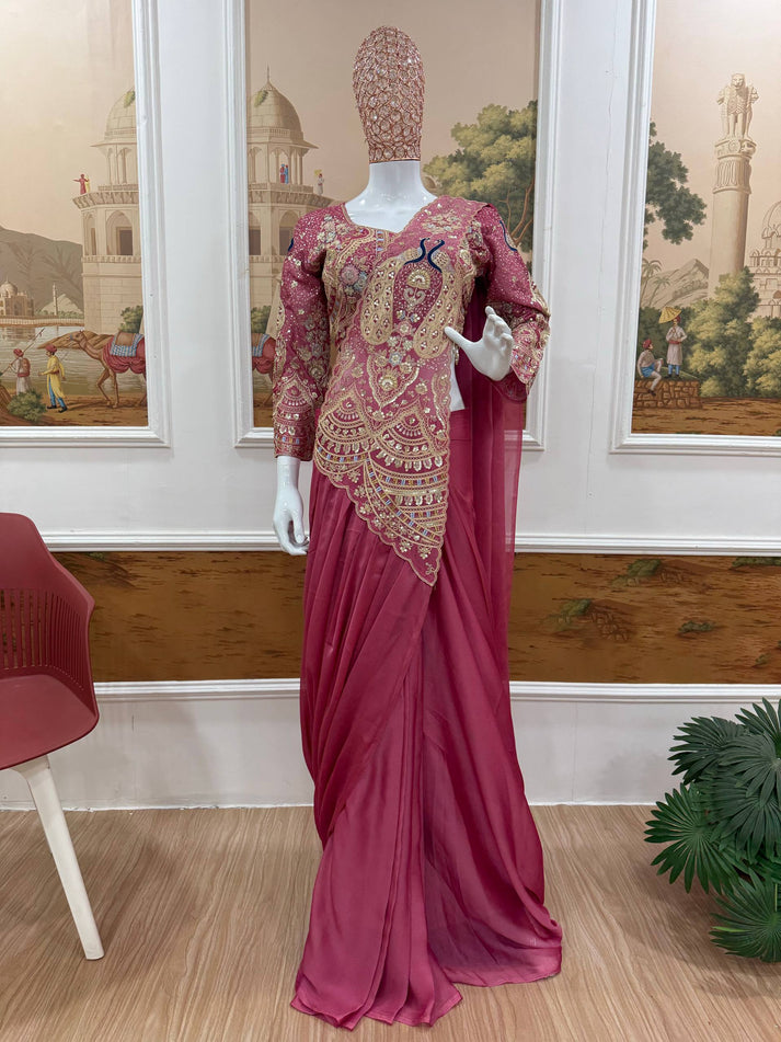 New Mor Drape Saree | Ready-to-Wear Rangoli Silk Ensemble