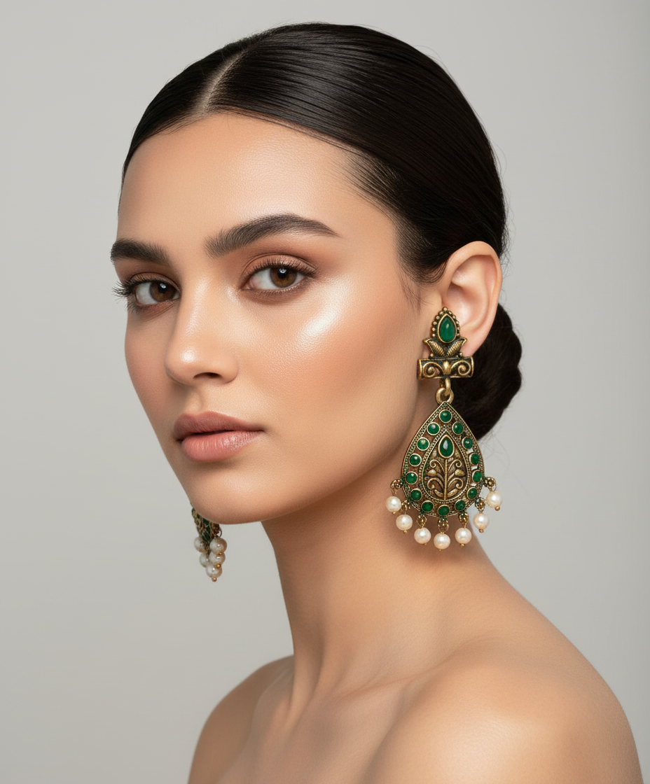 Gold-Plated Kundan Dangle Earring