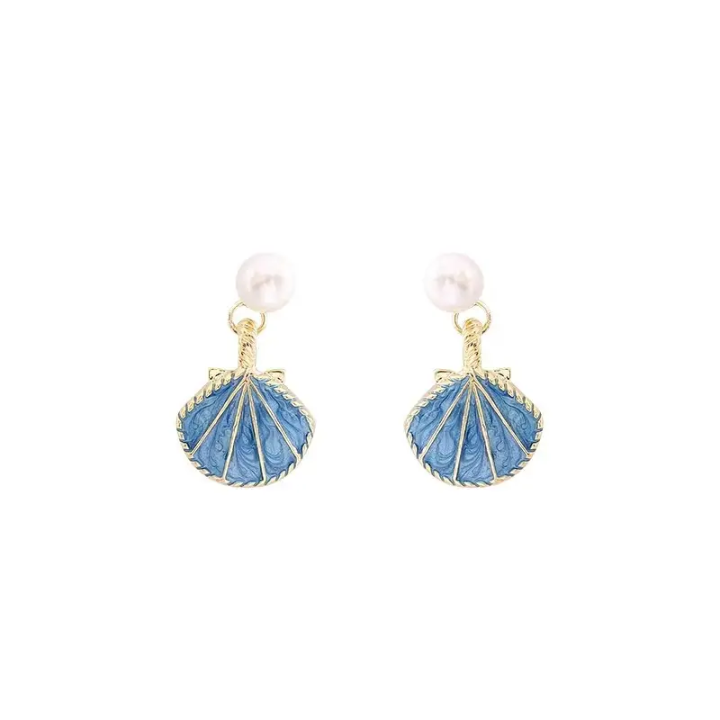 Ocean Whisper Shell & Pearl Drop Earrings