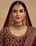 Regal Maroon & Pearl Bridal Necklace Set