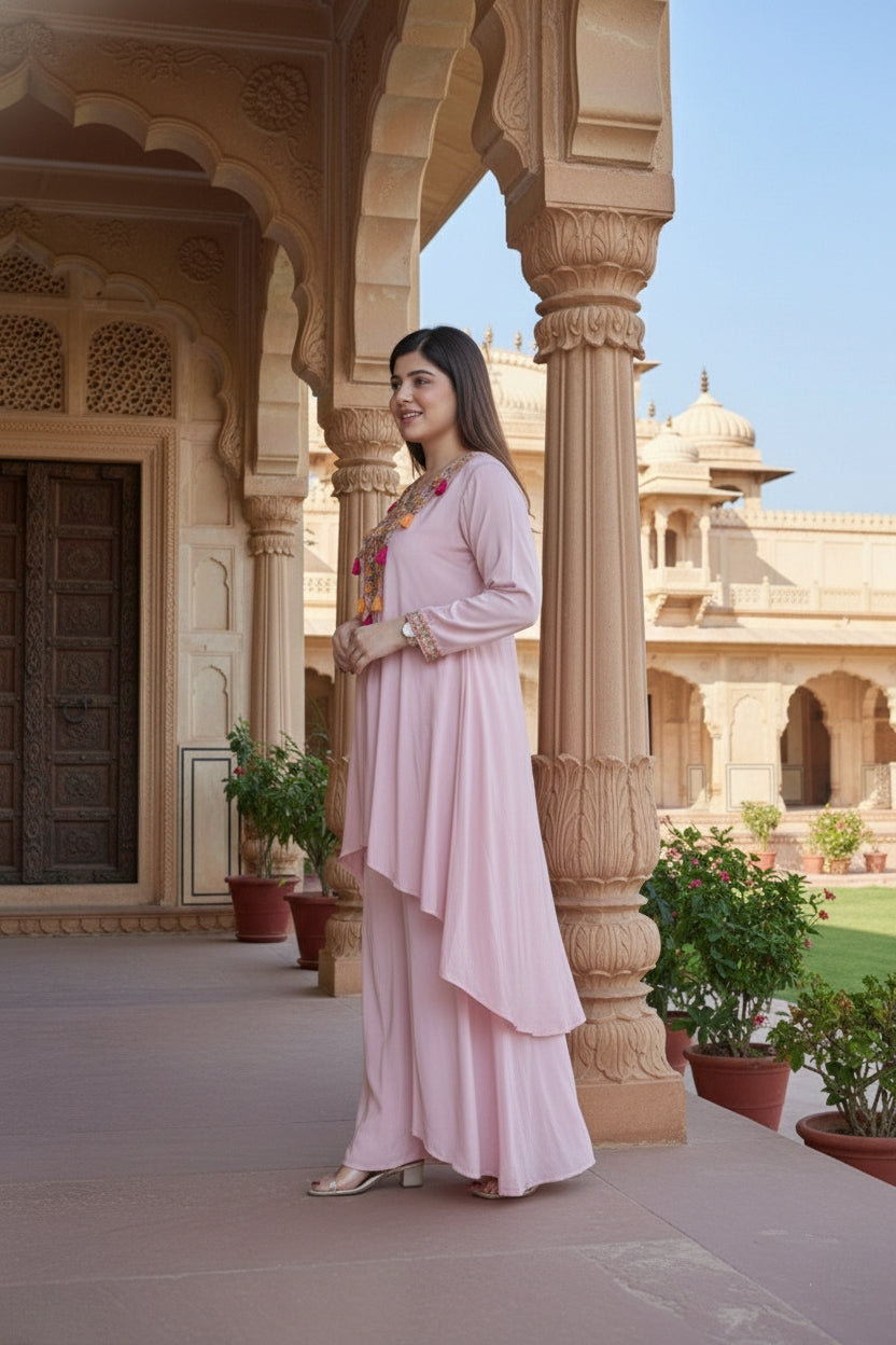 Blush Pink High-Low Co-ord Set