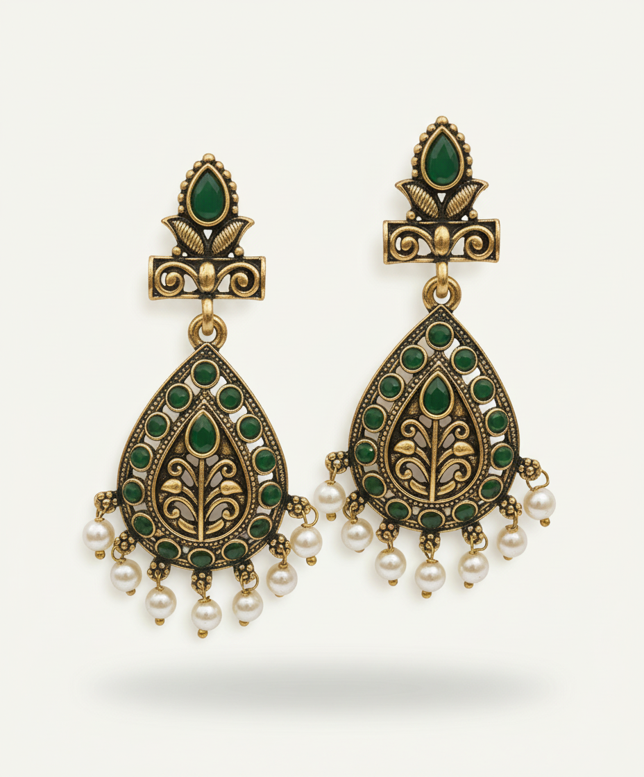 Gold-Plated Kundan Dangle Earring