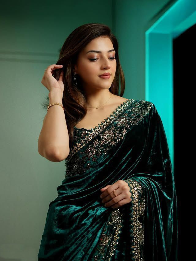 Soft Velvet Embroidered Saree