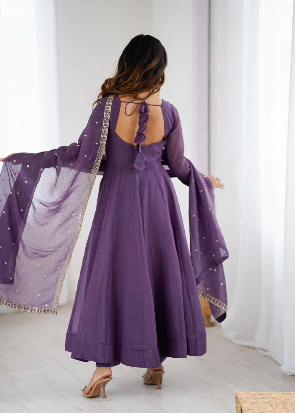 Embellished Purple Anarkali Set