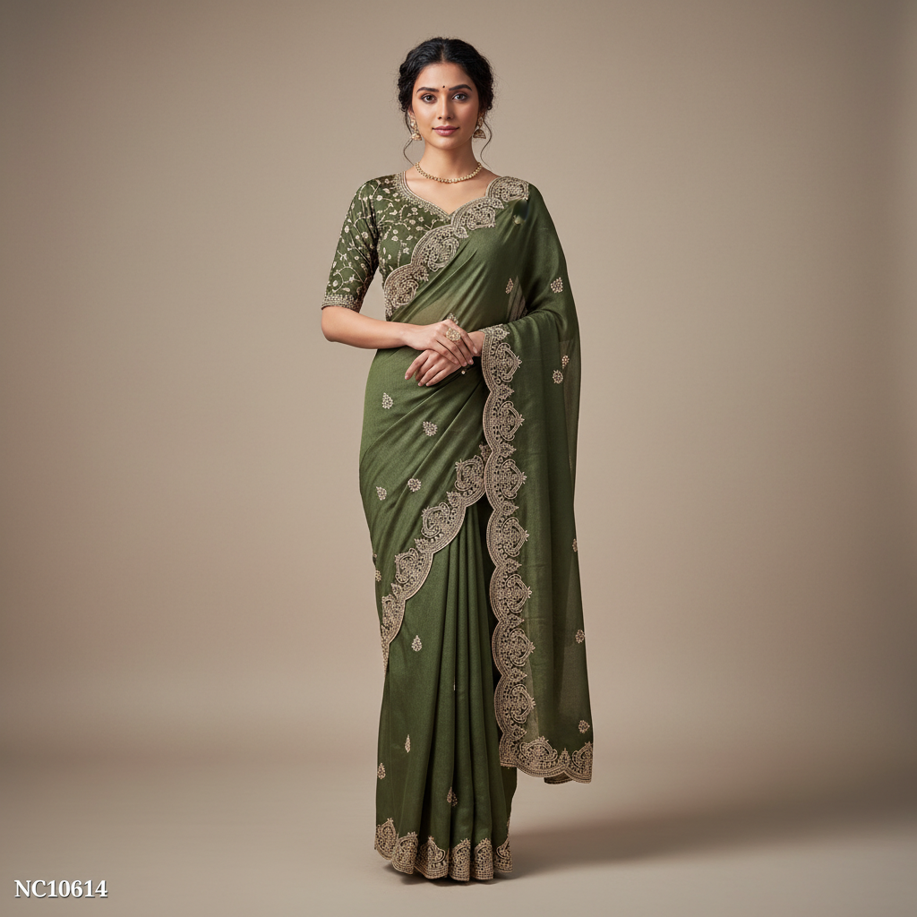Elegant Georgette Embroidery Saree