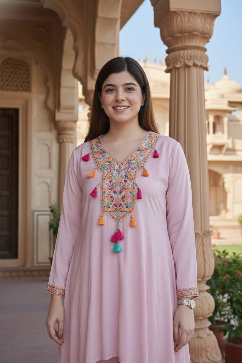 Blush Pink High-Low Co-ord Set