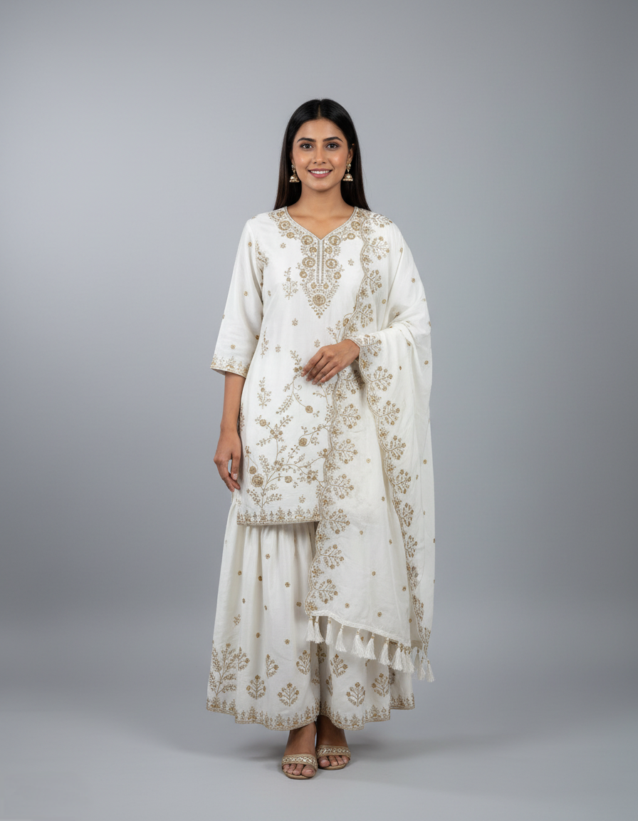 Chinon Silk Sharara Set