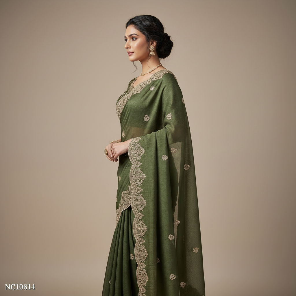 Elegant Georgette Embroidery Saree