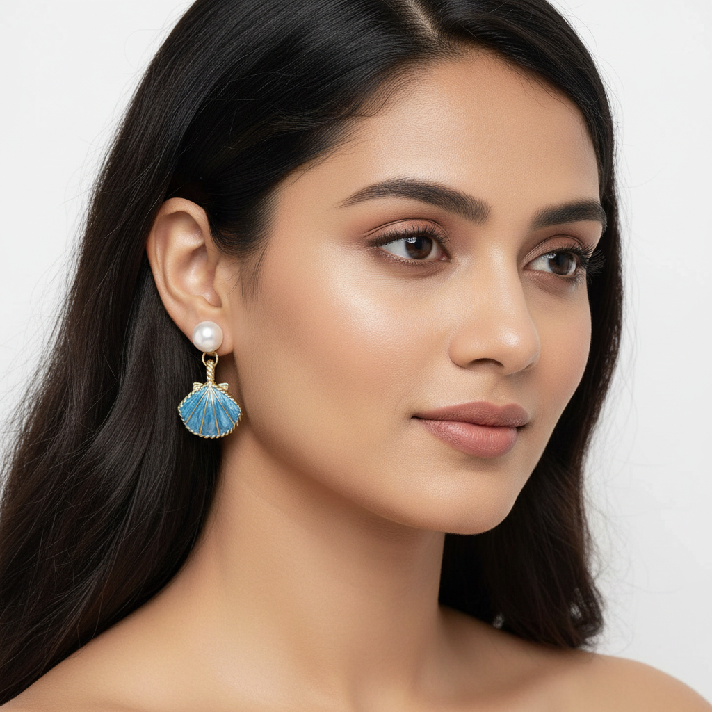 Ocean Whisper Shell & Pearl Drop Earrings