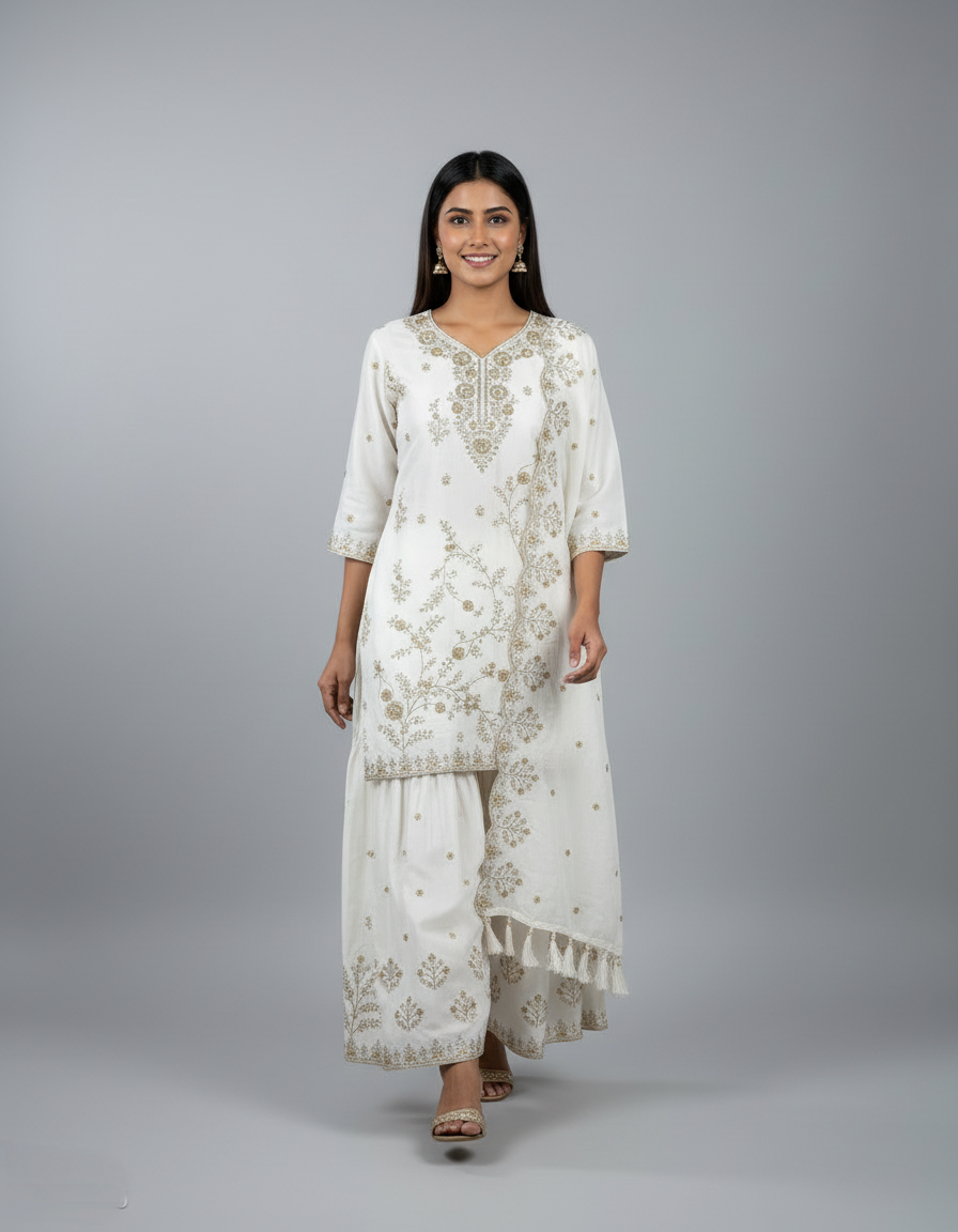 Chinon Silk Sharara Set