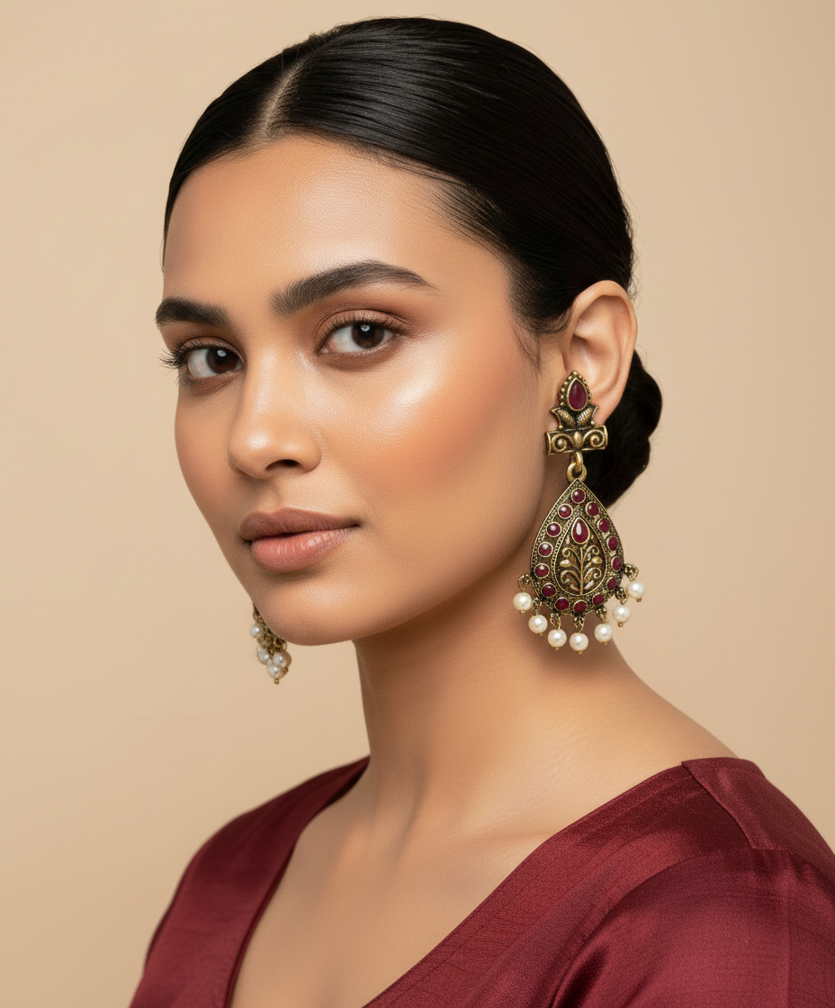 Oxidized Antique Gold-Plated Earrings