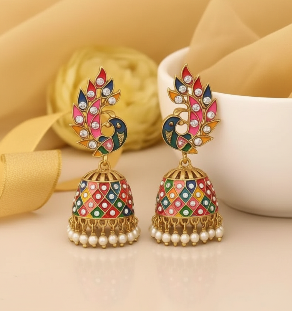 Multicolour Peacock Earring