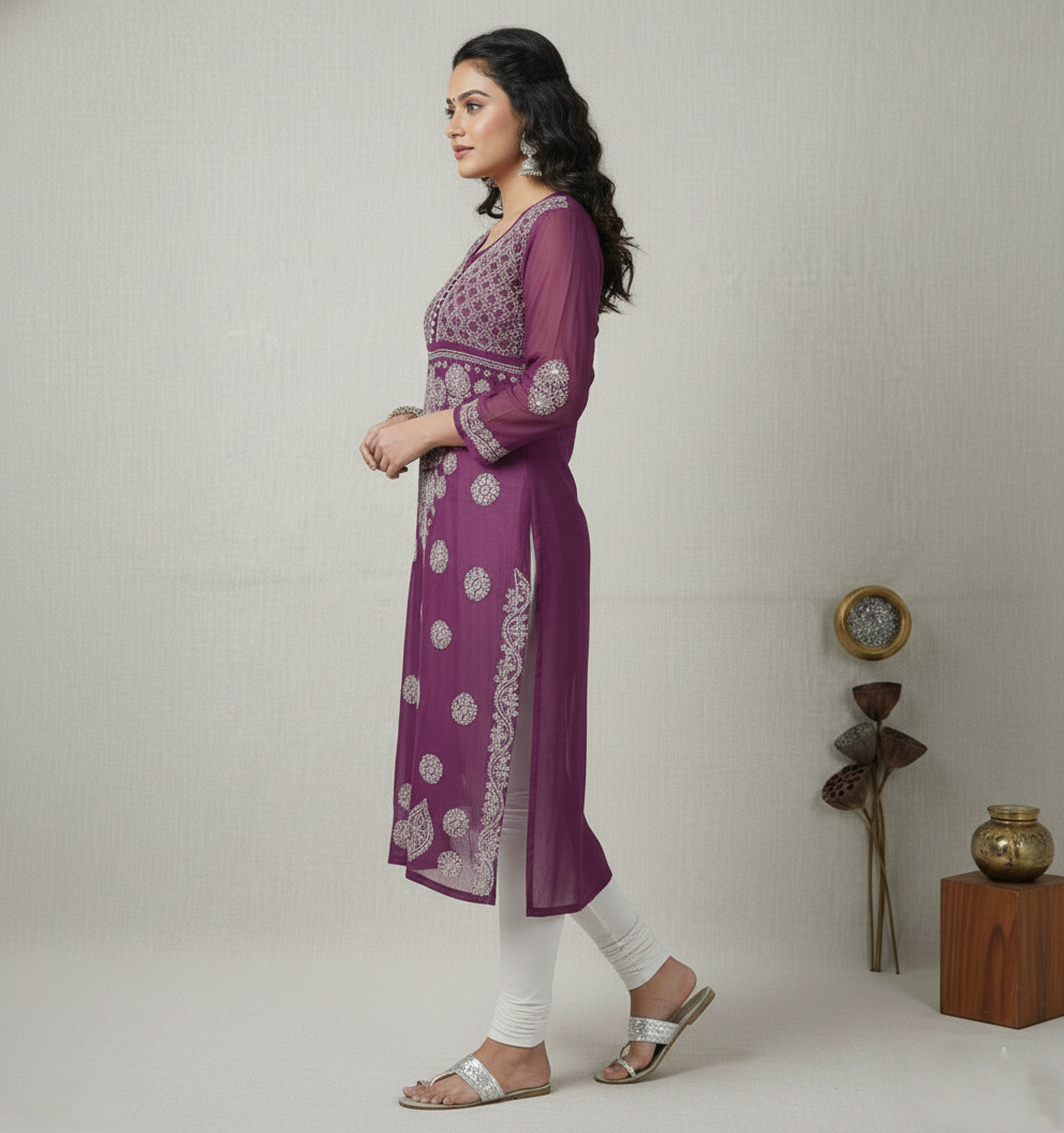 Lucknowi Mirror Work Viscose Georgette Kurti