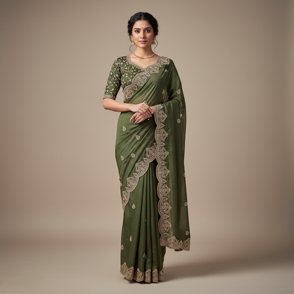 Elegant Georgette Embroidery Saree