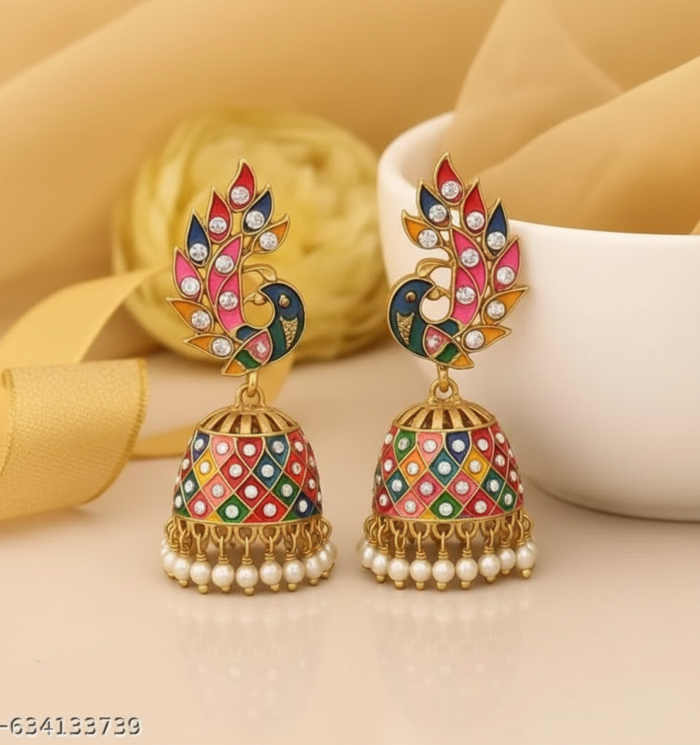 Multicolour Peacock Earring