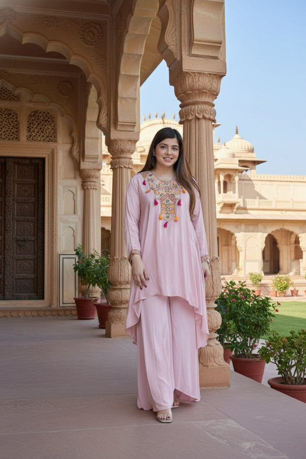 Blush Pink High-Low Co-ord Set